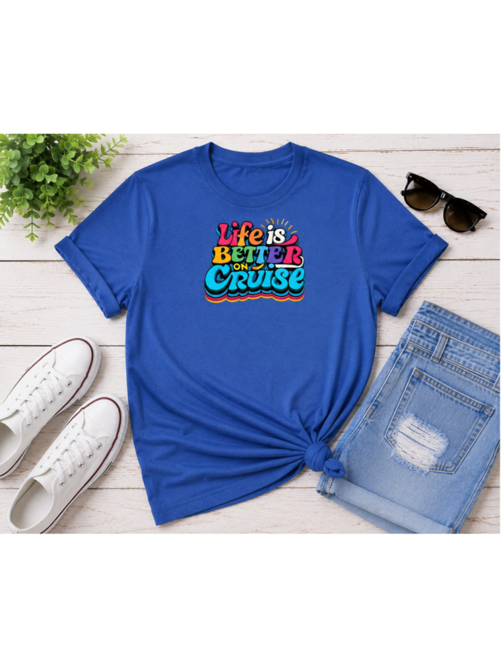 New Life is Better on Cruise Travel Ocean Blue Women Casual Graphic Tee Shirt XL